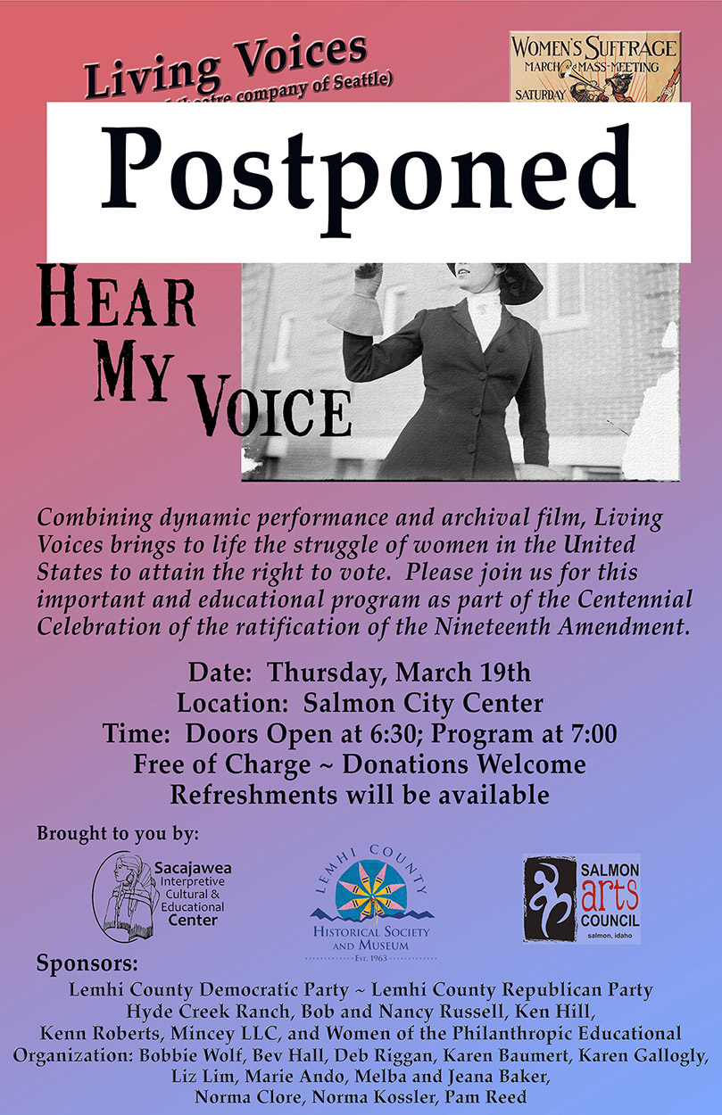 Program Postponed Living Voices Program Postponed | Lemhi County Museum