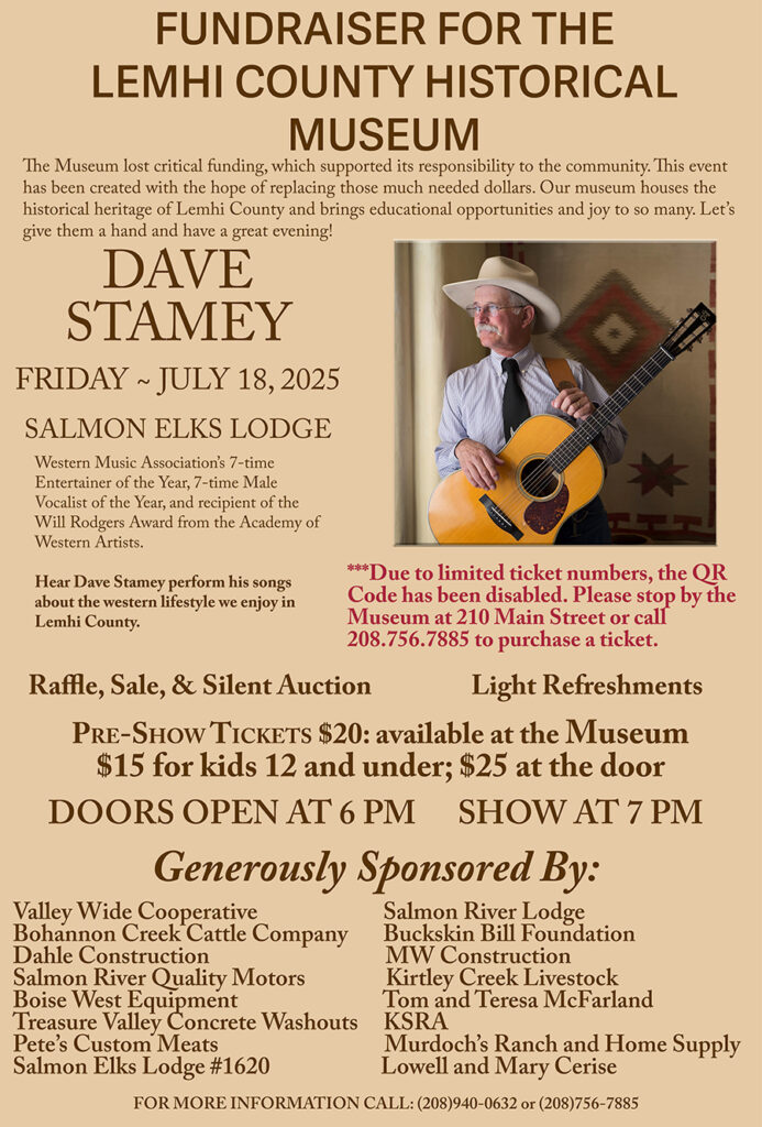 Due to limited number of remaining tickets, the QR code has been disabled. Tickets can now be purchased at the museum or by calling 208.756.7885.